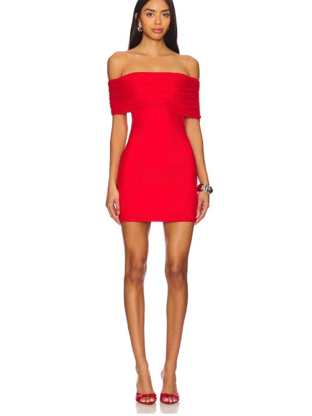 superdown Red Off-Shoulder Mini Dress
